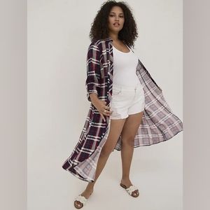 Torrid Size 0 Plaid Challis Maxi Kimono
